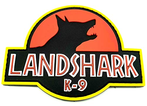 Polizeimemesshop Landshark K9 Jurassic Rubberpatch mit Klett - PVC - Gummi - Polizei - Hundeführer - Polizeihund von Polizeimemesshop