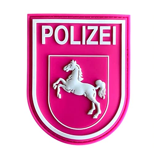 Polizeimemesshop - Pink Niedersachsen PVC Rubber Patch mit Klett - Polizei von POLIZEIMEMESSHOP