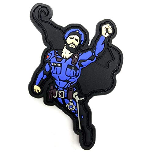 Polizeimemesshop Superhero Rubber Patch - Polizei - Superheld - Freund und Helfer - Heldenpatch - Klettpatch von POLIZEIMEMESSHOP