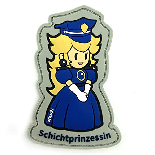 Polizeimemesshop - Schichtprinzessin Polizei Rubber PVC Rubber Patch mit Klett - Polizei - Schicht - Blond von Polizeimemesshop