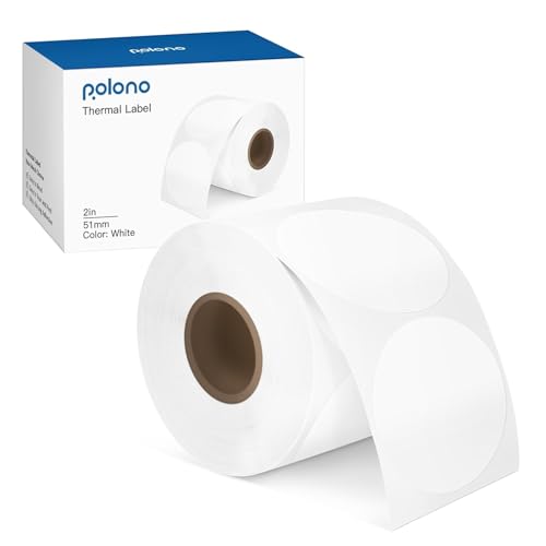 POLONO Genuine 2" Matte White Circle Direct Thermal Labels, Self-Adhesive Thermal Stickers Labels, Thermal Printer Labels for Address(750 Labels) von POLONO