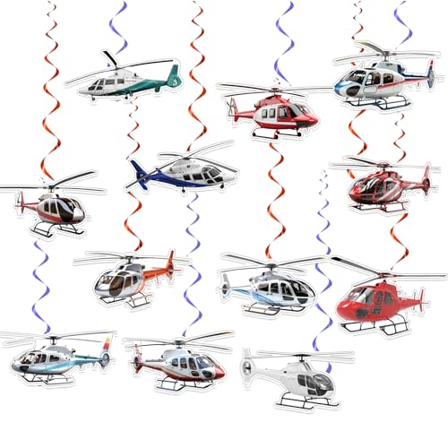 24 Pcs Hubschrauber Hängende Wirbel Hubschrauber Spiralen Decke Wirbel Dekorationen Flugzeug Hubschrauber Hängende Dekorationen für Hubschrauber Geburtstag Dekorationen Party Zubehör von POMNUG