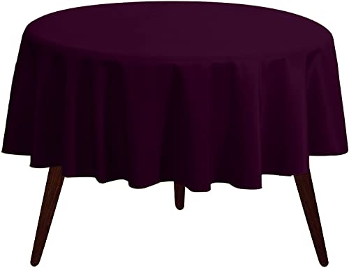 Pomp Auberginen-Tischdecke, 177,8 cm, rund, Premium-Polyester, knitter- und schmutzabweisend, pflegeleichter Stoff, passend für runde Tische von POMP