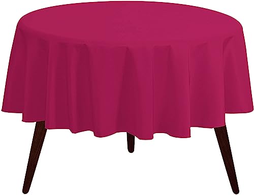 Pomp Runde Premium-Polyester-Tischdecke, 178 cm, knitter- und schmutzabweisend, pflegeleichter Stoff, passend für runde oder runde Tische, Fuchsia von POMP