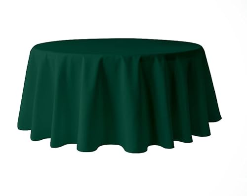 Pomp Hunter Green runde Premium-Polyester-Tischdecke, knitter- und schmutzabweisend, pflegeleichter Stoff, passend für runde oder runde Tische, 304,8 cm von POMP