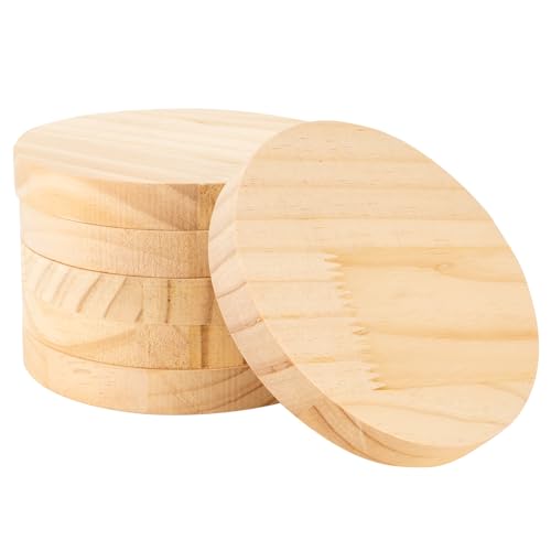 10 Stück 10,2 cm rundes Holzschild, 1,9 cm dick, unlackiertes Holzschild, natürliche Kiefernholzbasis für Bastelprojekte, Schilder, Malerei, Holzschnitzerei, Gravur von PONGJA