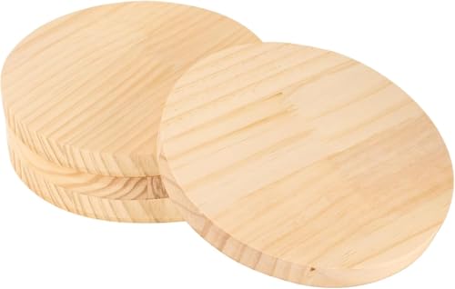 Rundes Holzschild, 1,9 cm dick, unlackiert, Kreisschild, natürliche Kiefernholzbasis für Bastelprojekte, Schilder, Malerei, Holzschnitzerei, Gravur (4 Stück, 10 cm) von PONGJA