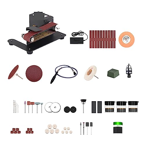 250 W Mini-Bandschleifer, elektrische Tischschleifmaschine, Schleifmaschine, 7 Geschwindigkeiten, einstellbare Steuerung, kleine Schleifmaschine, Spitzer, Poliermaschine ,Bequem Und Stabil(Set1) von POOIQX