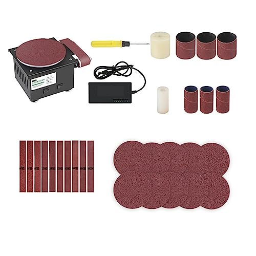 POOIQX Mini Elektrische Band Sander DIY High-Speed ​​Sand Disc Maschine Multifunktions Desktop Schleifen Maschine Polieren Holzbearbeitung Werkzeug,Bequem Und Stabil(Set Meal 7) von POOIQX