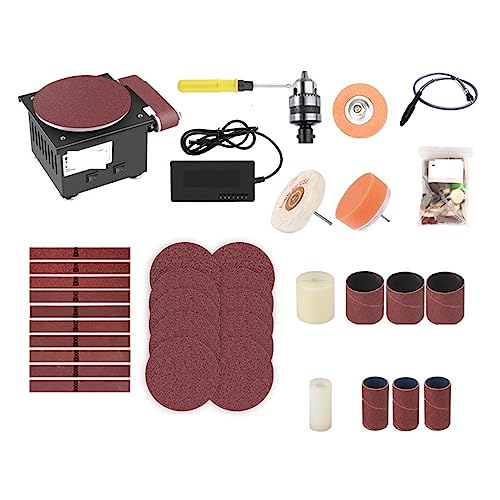 POOIQX Mini Elektrische Band Sander DIY High-Speed ​​Sand Disc Maschine Multifunktions Desktop Schleifen Maschine Polieren Holzbearbeitung Werkzeug,Bequem Und Stabil(Set Meal 8) von POOIQX