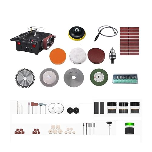 POOIQX Mini Multifunktionale Tischkreissäge Elektrische Schneidemaschine Holzbearbeitung Modell Kettensäge Desktop Miniatur Bandschleifer Schleifwerkzeug,Bequem Und Stabil(Set Meal 1) von POOIQX