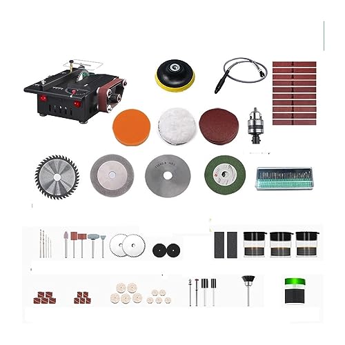 POOIQX Mini Multifunktionale Tischkreissäge Elektrische Schneidemaschine Holzbearbeitung Modell Kettensäge Desktop Miniatur Bandschleifer Schleifwerkzeug,Bequem Und Stabil(Set Meal 5) von POOIQX