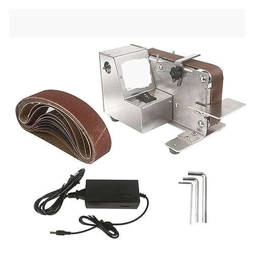 POOIQX Mini elektrische Bandschleifer Bandschleifer Maschine Variable Geschwindigkeit DIY Polieren Schleifmaschine Metallschleifer Werkzeug Schärfmaschine,Bequem Und Stabil(Set 2) von POOIQX