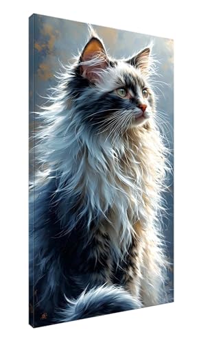 5D Diamond Painting Katze Tier Diamant Painting Bilder Kinder, Diamond Art Painting Full Zubehör, DIY Diamond Painting Erwachsene Groß Kreuzstich Diamant Malerei Art Craft Wanddekoration 40x80cm J-301 von POOJNNPP