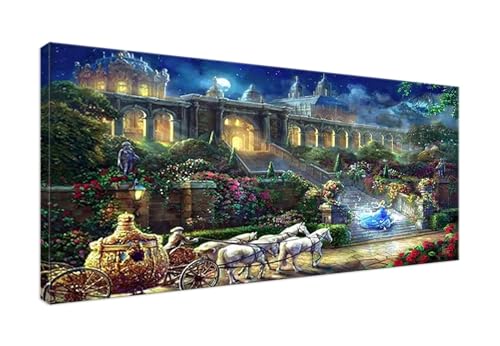 5D Diamond Painting Kutschenschloss Diamant Painting Bilder Kinder, Diamond Art Painting Full Zubehör, Diamond Painting Erwachsene Groß Kreuzstich Diamant Malerei Art Craft Wanddekoration 40x80cm J299 von POOJNNPP