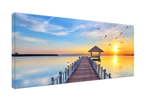 5D Diamond Painting Sonnenuntergang Pier Diamant Painting Bilder Kinder, Diamond Art Painting Full Zubehör, DIY Diamond Painting Erwachsene Groß Diamant Malerei Art Craft Wanddekoration 40x80cm J-284 von POOJNNPP