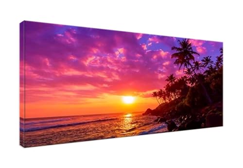 5D Diamond Painting Sonnenuntergang Strand Diamant Painting Bilder Kinder, Diamond Art Painting Full Zubehör, Diamond Painting Erwachsene Groß Kreuzstich Diamant Malerei Wanddekoration 40x80cm J-279 von POOJNNPP