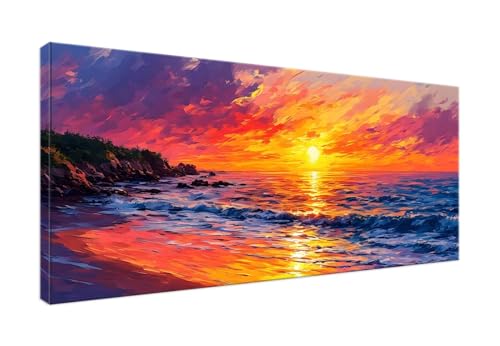 5D Diamond Painting Sonnenuntergang Wellen Diamant Painting Bilder Kinder, Diamond Art Painting Full Zubehör, Diamond Painting Erwachsene Groß Kreuzstich Diamant Malerei Wanddekoration 40x80cm J-277 von POOJNNPP