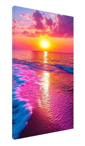 5D Diamond Painting Sonnenuntergang über dem Meer Diamant Painting Bilder Kinder, Diamond Art Painting Full Zubehör, DIY Diamond Painting Erwachsene Groß Kreuzstich Diamant Malerei Art 100x200cm J-276 von POOJNNPP