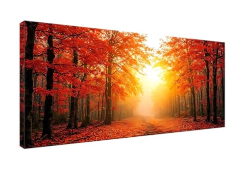 Diamond Painting Ewachsene Groß 30x60cm, DIY 5D Diamant Painting Bilder Art Bastelset Sonnenuntergang Ahornbaum Diamond Painting Kinder Anfänger Voll Stickerei Set, für Home Wand Dekor Geschenke J-274 von POOJNNPP