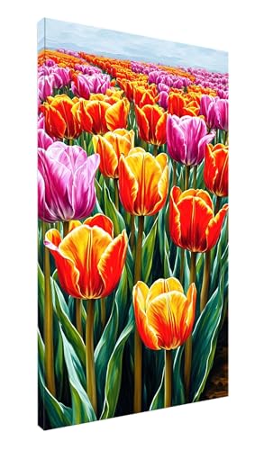 Diamond Painting Ewachsene Groß 60x30cm, DIY 5D Diamant Painting Bilder Art Bastelset Farbe Tulpen Diamond Painting Kinder Anfänger Voll Stickerei Set, für Home Wand Dekor, Madchen Geschenke J-539 von POOJNNPP