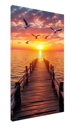 Sonnenuntergangsbrücke Diamond Painting Erwachsene Groß XXL 50x100cm, 5D Diamant Painting Bilder Bastelset Geschenk, Diamond Painting Zubehör Full Diamant Malerei Kunst Set für Home Wand Décor J-286 von POOJNNPP