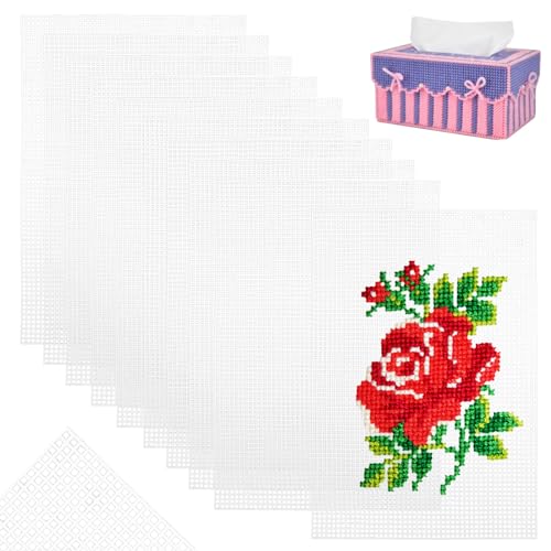 10 Stück Plastic Canvas Sheets Weiß Mesh Lochplatte Kunststoff 20 x 30 cm Kreuzstich Kunststoffgitter Meshstoff Leinwand für Basteln Stickereien Nähprojekte von POPAPIE