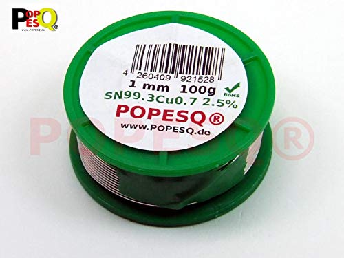 POPESQ® 100 g x Lötzinn Premium 1mm 100g Sn99.3Cu0.7 Flux 3% #A751 von POPESQ