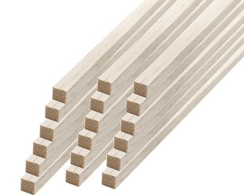 POPESQ® 18 Stk. x Holzleiste Vierkant 0.3m (300mm) 3mm x 3mm Balsa #A3886 von POPESQ