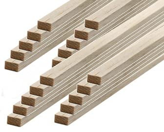 POPESQ® 20 Stk. x Holzleiste Vierkant 0.5m (500mm) 2mm x 4mm Balsa #A3875 von POPESQ