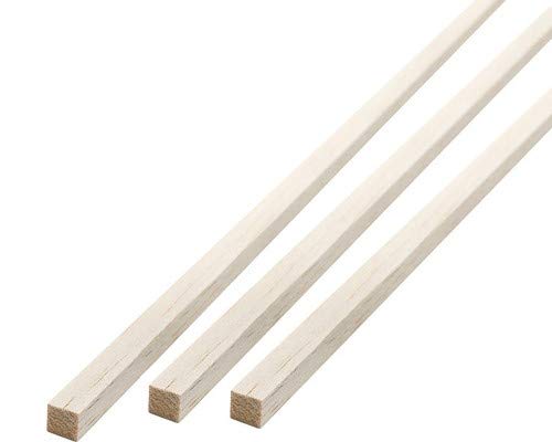 POPESQ® 3 Stk. x Holzleiste Vierkant 1m (1000mm) 5mm x 5mm Balsa #A3857 von POPESQ