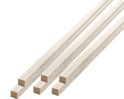 POPESQ® 6 Stk. x Holzleiste Vierkant 0.5m (500mm) 2mm x 2mm Balsa #A3858 von POPESQ