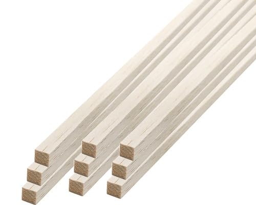 POPESQ® 9 Stk. x Holzleiste Vierkant 0.3m (300mm) 2mm x 2mm Balsa #A3860 von POPESQ