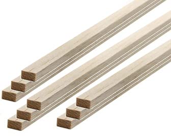 POPESQ® 9 Stk. x Holzleiste Vierkant 0.3m (300mm) 2mm x 4mm Balsa #A3876 von POPESQ