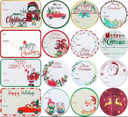 144Stk Weihnachts Etiketten Aufkleber Sticker selbstklebende Aufkleber Weihnachts Namensetiketten Weihnachtsnamensschilder Weihnachtsges Aufkleber für Geschenke Festival Urlaub Dekoration(36Entwürfe） von POPGIFTU