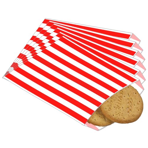 100 Stück Rot Papiertüten Klein Kraft Butterbrottüten,Naschitüten Candy Bar,Bunt 13x18cm Mini Geschenktüten Papiertüten,Bunte Tüten,Candybar brotpapiertüten für Hochzeiten,Weihnachten,Halloween von POPOYU