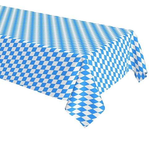 POPOYU Oktoberfest Tischdecke,137x274cm Bayrische Deko Oktoberfest Party Tischdecke, Bayerische Oktoberfest Tischdeko Blau Weiß Einweg Tischdecke für Bierzelten Haushalt Catering Oktoberfest Deko von POPOYU