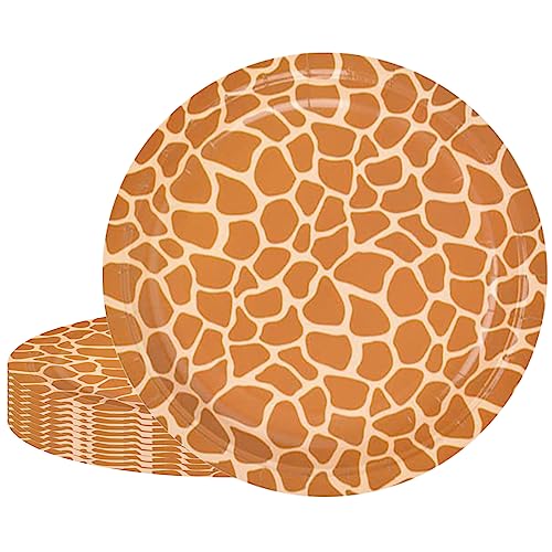 16 Stück 17,8 cm Safari Giraffe Tierdruck Dessert Pappteller Einwegteller Zoo Tierdruck Party Pappteller Giraffe Texture Theme Paper Plates für Babyparty Giraffe-Themen-Geburtstagsfeiern Dekoration von POPOYU