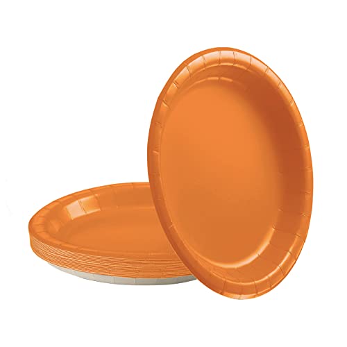 16 Stück Orange Pappteller,18CM Rund Teller Einwegteller Orange Einmalteller Einweg Geschirr,7inch Partyteller Einmalgeschirr Tisch Dekorationen Partygeschirr für Hochzeit Garten Geburtstag Party von POPOYU