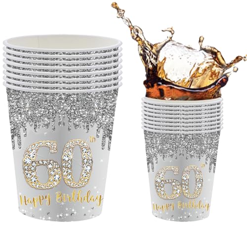 16 Stück Silber Gold Papierpbecher Tischdeko,60. Geburtstagsdeko Pappbecher,Glühweinbecher Pappe Kaffeebecher Trinkbecher für Mann Frau Geburtstag Party Deko,Partyzubehör zum Thema Silber Gold 16 Stück Silber Gold Papierpbecher Tischdeko,60. Geburtstagsdeko Pappbecher,Glühweinbecher Pappe Kaffeebecher Trinkbecher für Mann Frau Geburtstag Party Deko,Partyzubehör zum Thema Silber Gold von POPOYU