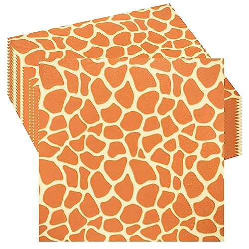 20 Stück Dschungel Safari Tierdruck Servietten 33 cm*33 cm Giraffe Abendessen Papierservietten für Babyparty Textur Geschirr Abendessen Serviette für Dschungel Safari Geburtstag Party Dekorationen von POPOYU