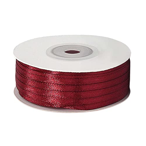 23 Meters Satinband Rotwein 3mm, Dekoration Präsent Geschenkband Schleifenband, Stoffband für Kleid Hochzeit, Taufe und Geburtstag Geschenke von POPOYU