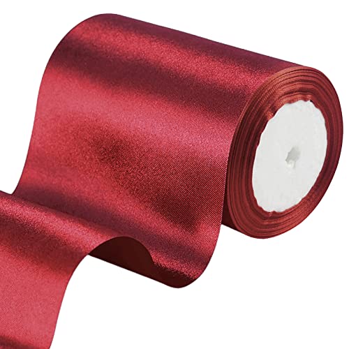 23 m Geschenkband Dunkelrot Band Breit, 10cm Große Stoffband Schleife Breites Satinband Schleifenband Glitzer Geschenkschleife XXL für Verpacken von Geschenken Weihnachten Hochzeit Dekorieren Auto von POPOYU