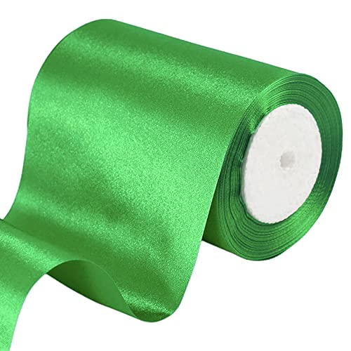 23 m Geschenkband Grün Band Breit, 10cm Große Stoffband Schleife Breites Satinband Schleifenband Glitzer Geschenkschleife XXL für Verpacken von Geschenken Weihnachten Hochzeit Dekorieren Auto von POPOYU