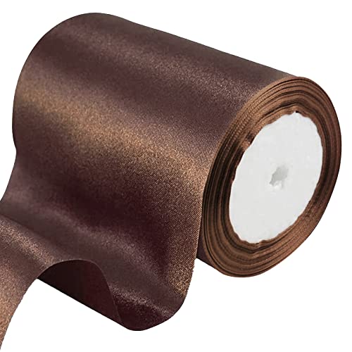 23 m Geschenkband Kaffee Band Breit, 10cm Große Stoffband Schleife Breites Satinband Schleifenband Glitzer Geschenkschleife XXL für Verpacken von Geschenken Weihnachten Hochzeit Dekorieren Auto von POPOYU