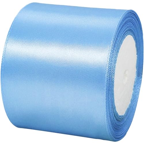 23 m Geschenkband Pastellblau Band Breit, 8cm Große Stoffband Schleife Breites Satinband Schleifenband Glitzer Geschenkschleife XXL für Verpacken von Geschenken Weihnachten Hochzeit Dekorieren Auto von POPOYU