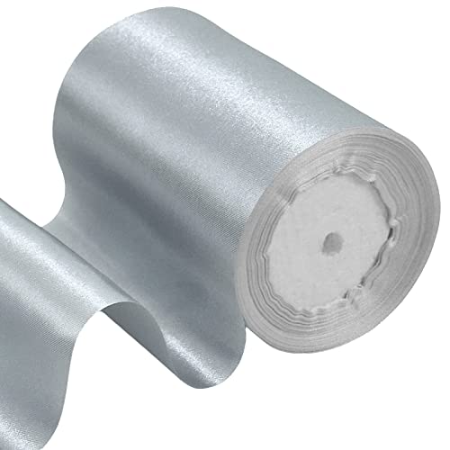 23 m Geschenkband Silber-Grau Band Breit, 10cm Große Stoffband Schleife Breites Satinband Schleifenband Glitzer Geschenkschleife XXL für Verpacken von Geschenken Weihnachten Hochzeit Dekorieren Auto von POPOYU