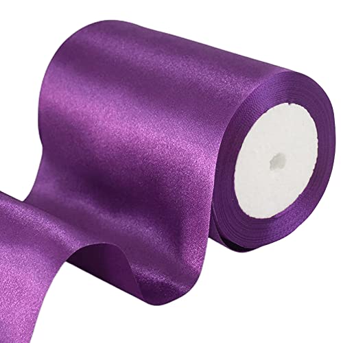 23 m Geschenkband Lila Band Breit, 10cm Große Stoffband Schleife Breites Satinband Schleifenband Glitzer Geschenkschleife XXL für Verpacken von Geschenken Weihnachten Hochzeit Dekorieren Auto von POPOYU