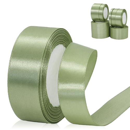 23M Satinband Salbeigrün 30mm Satinband Bänder, Breit Schleifenband Dekoband Stoffband Geschenkband Hochzeitsdeko Schleife für Geschenkverpackung,Kunsthandwerk,Haarschleifen,Blumenstrauß,Dekora 3cm von POPOYU