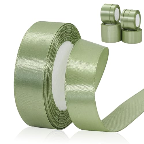 23Meter Satinband Salbeigrün 25mm Satinband Bänder,Breit Schleifenband Dekoband Stoffband Geschenkband Hochzeitsdeko Schleife für Geschenkverpackung,Kunsthandwerk,Haarschleifen,Blumenstrauß 2.5CM von POPOYU